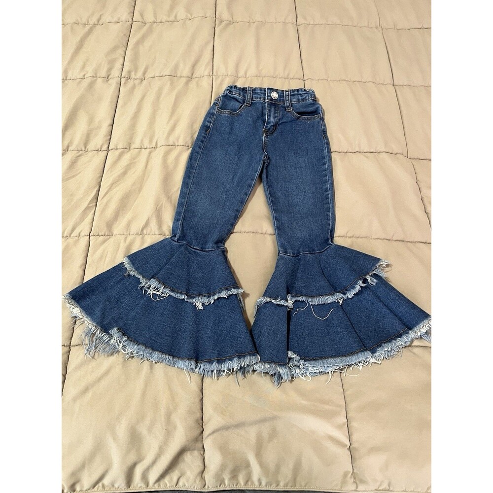 Cowgirl Hardware Girls Size 5 Flared Blue Denim Jeans Medium Wash